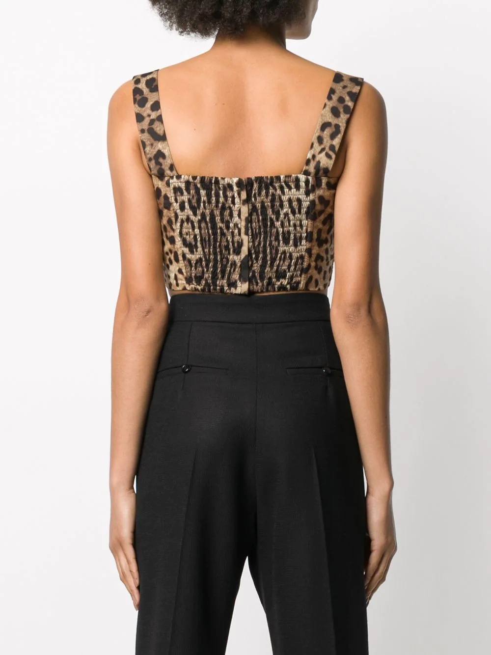 leopard print crop top - 4