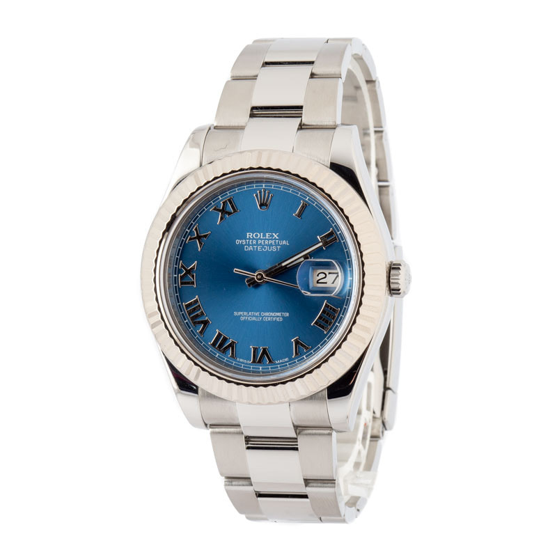 Used Rolex Datejust II Ref 116334 Blue Roman Dial - 2