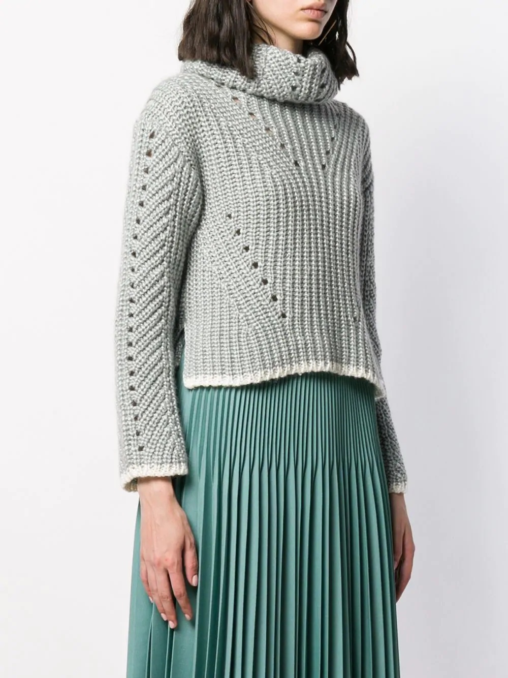 roll neck knitted jumper - 3