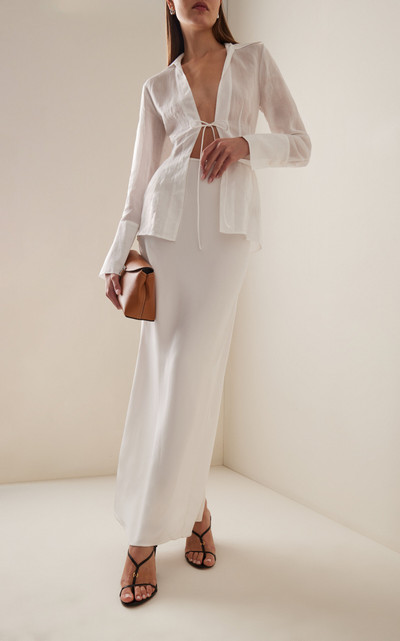 ST. AGNI Tie-Detailed Linen-Blend Top white outlook