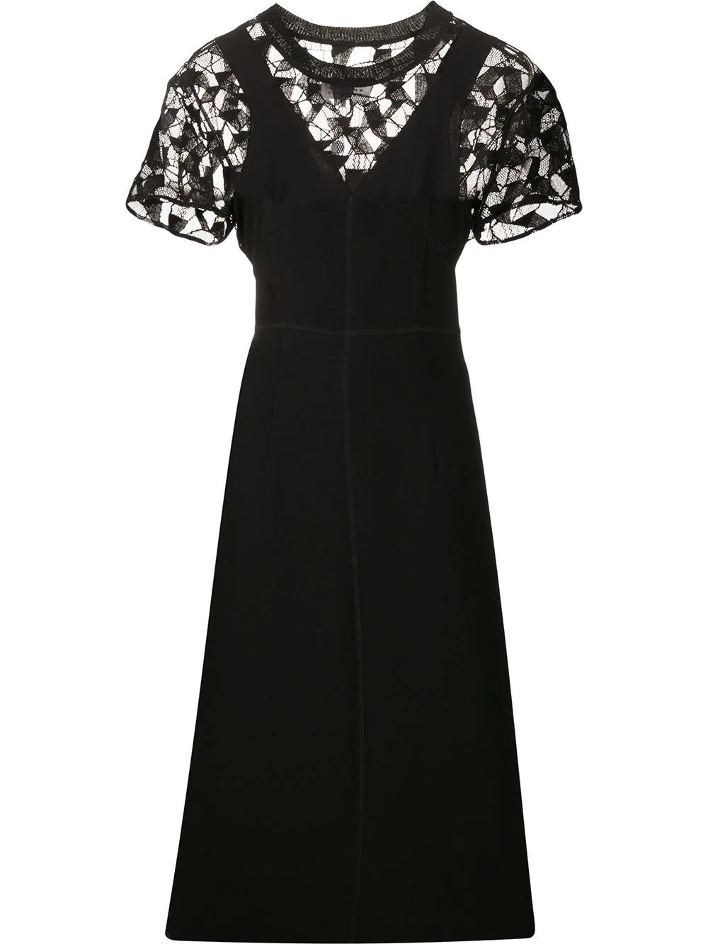 lace panelled midi dress - 1