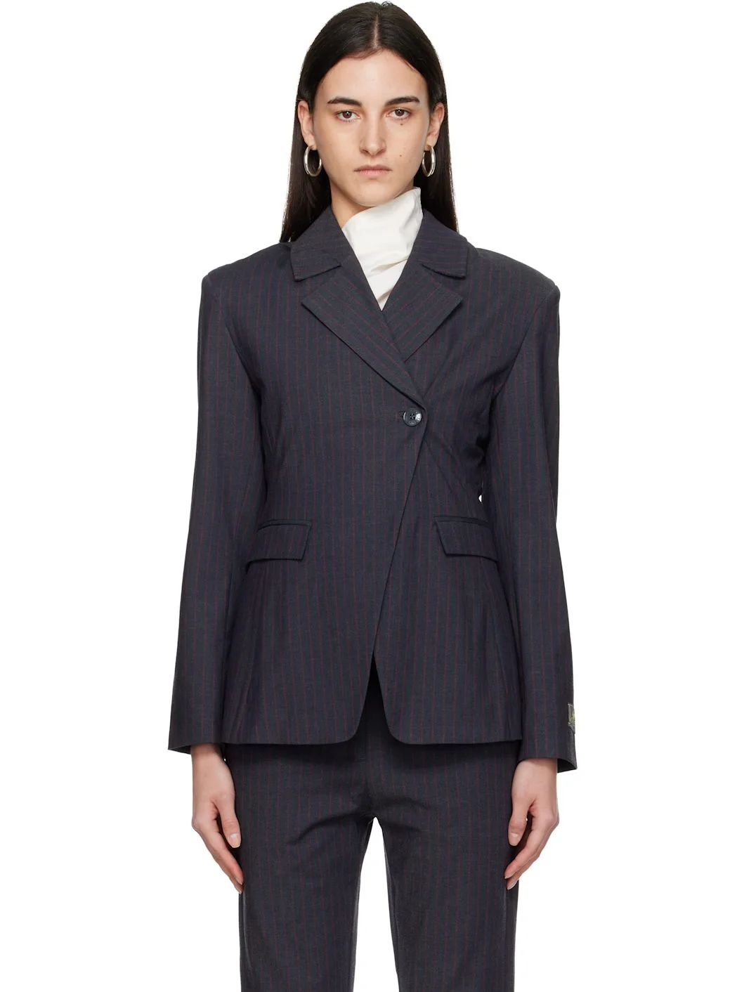 Gray Pinstripe Blazer - 1