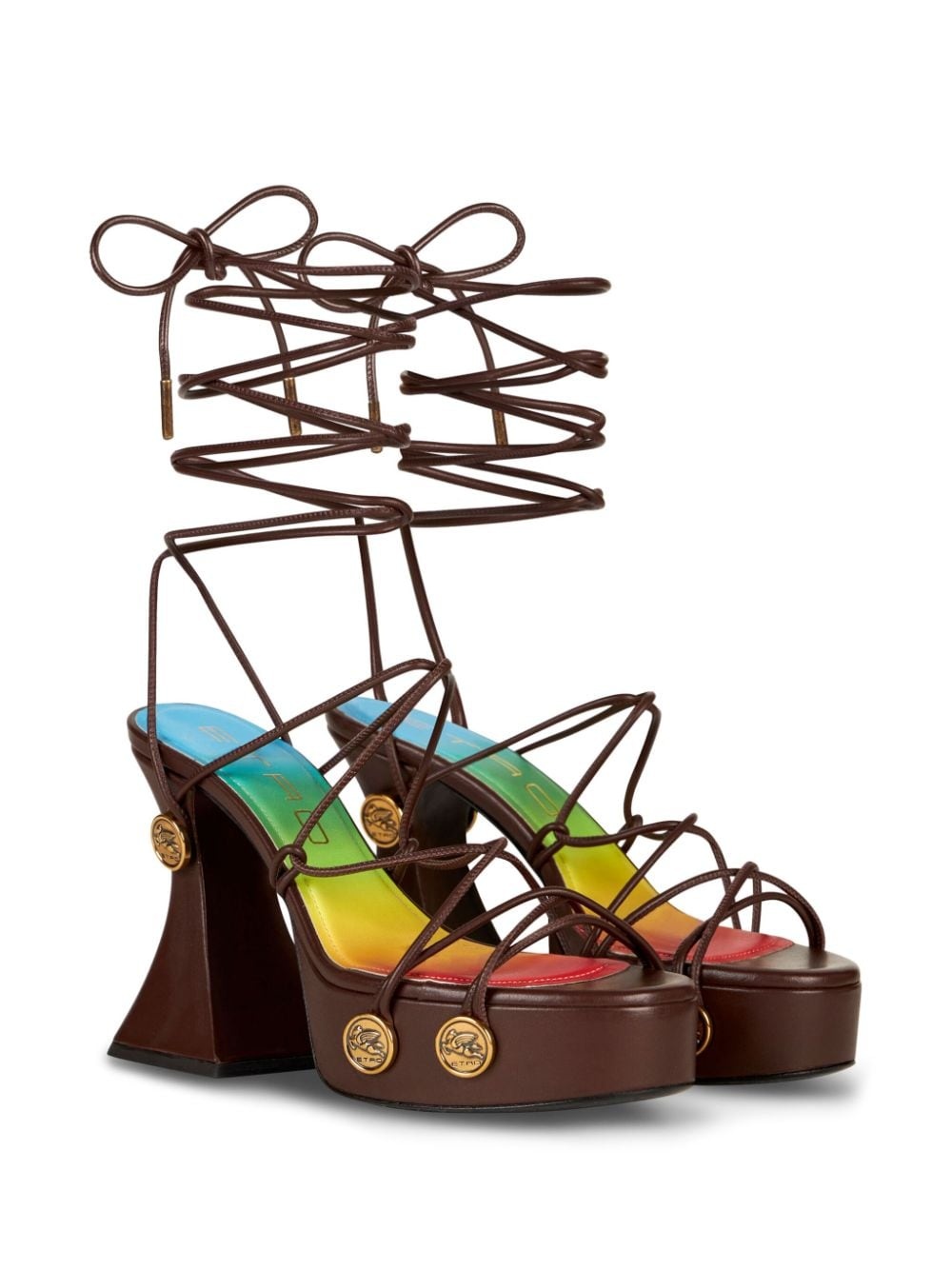tie-fastening platform sandals - 2