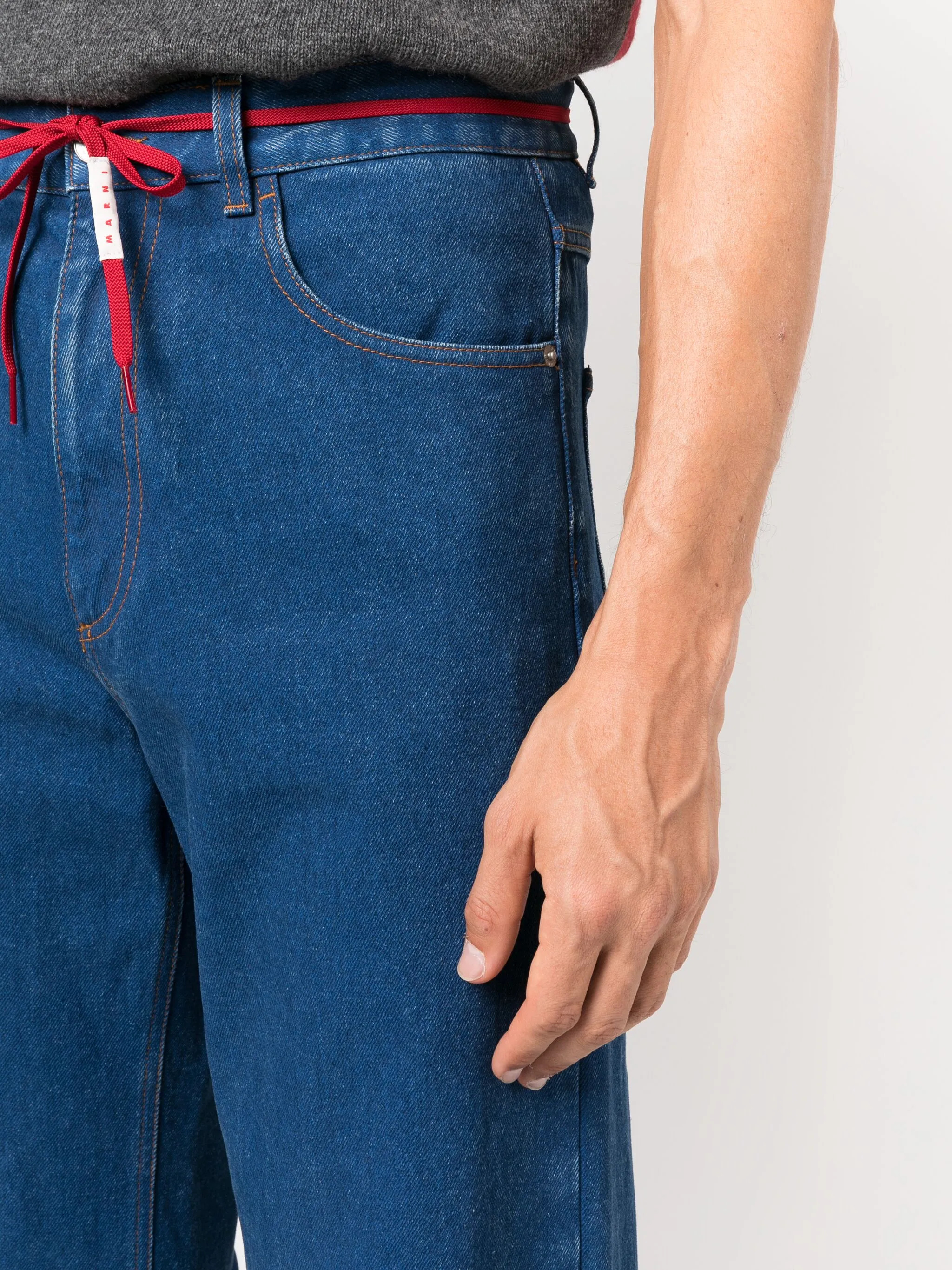 MARNI - Men Low Rise Red Belt Jeans - 4