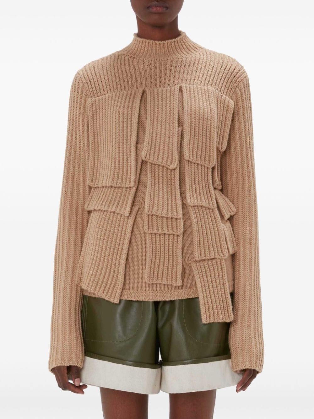 panelled ribbed jumper - 3