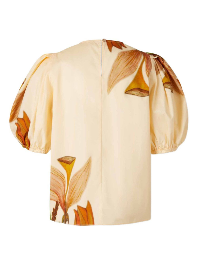 ULLA JOHNSON Las Olas puffed-sleeve botanical-print top outlook