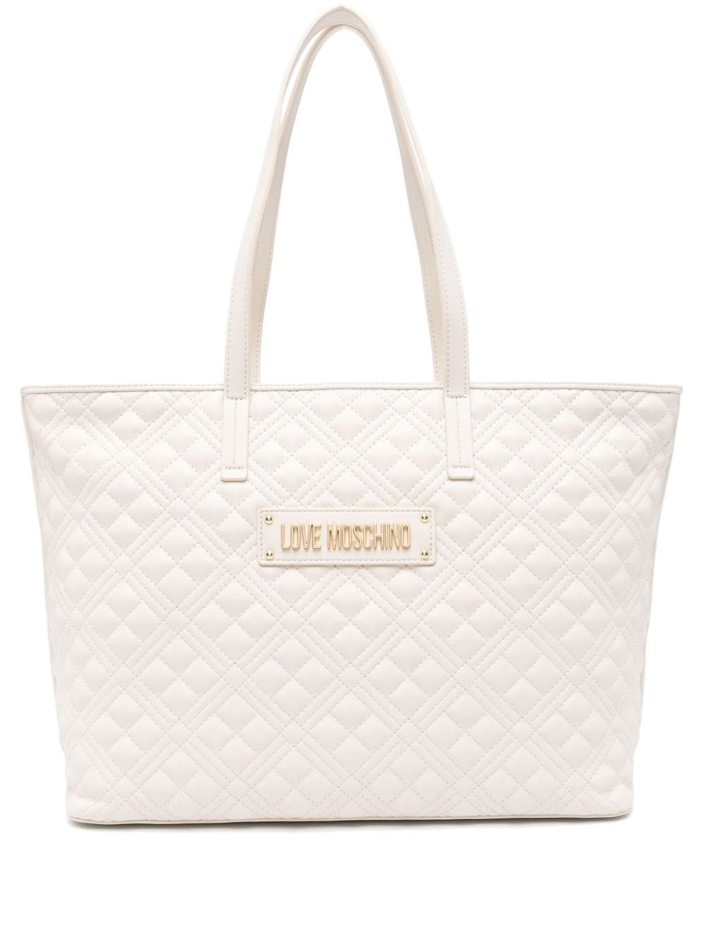 logo-lettering quilted tote bag - 1