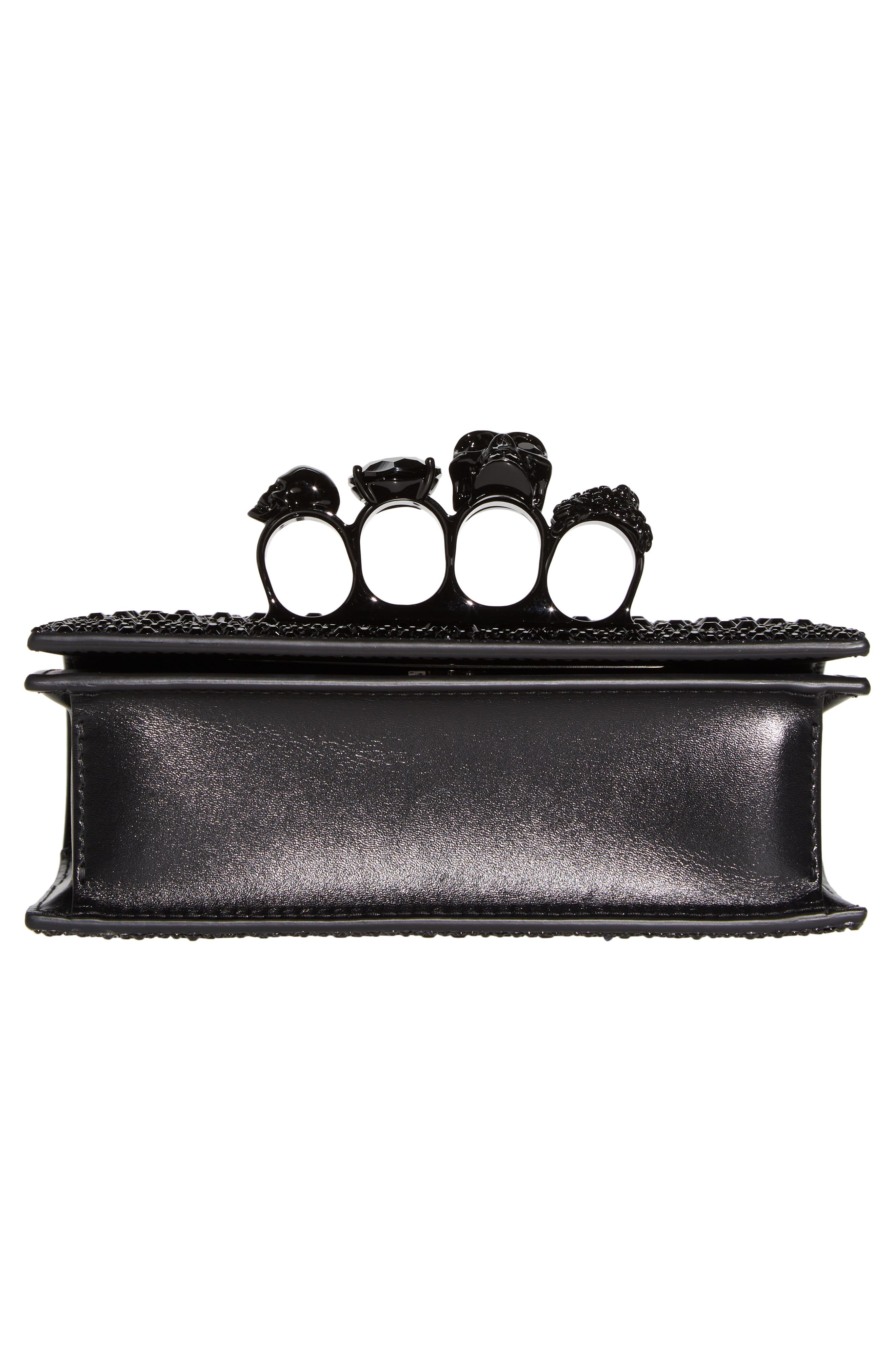 Mini Jeweled Crystal Embellished Leather Satchel - 7