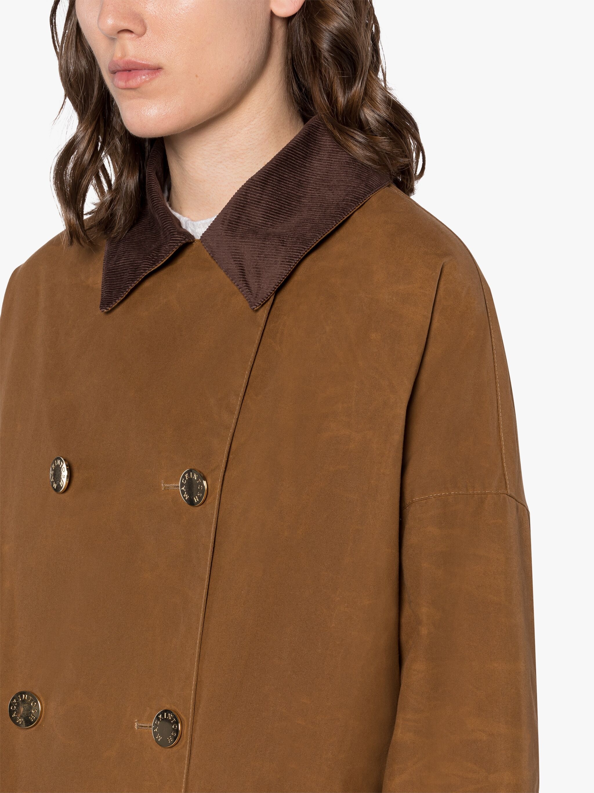 HUMBIE BROWN WAXED COTTON OVERCOAT - 5