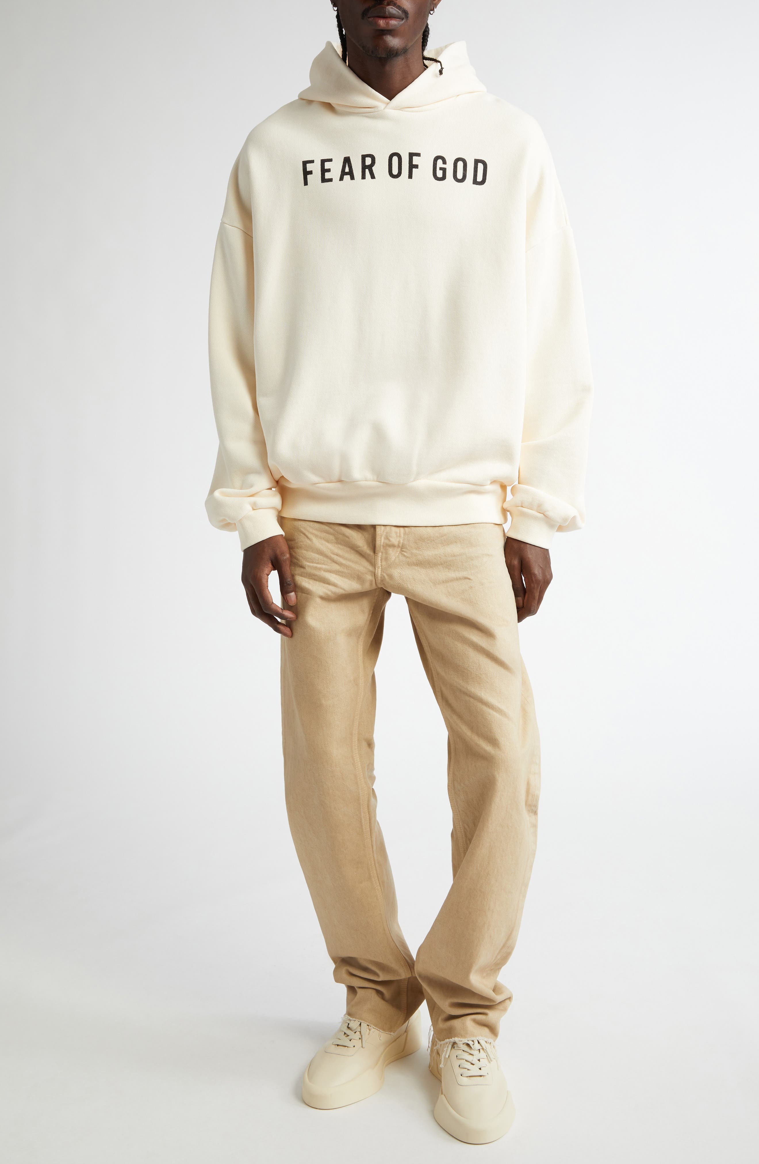 Fear of God Cotton French Terry Logo Hoodie in White at Nordstrom - 2