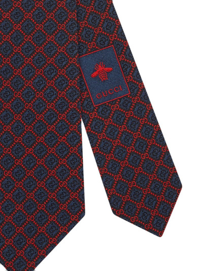 GUCCI GG rhombus motif silk tie outlook