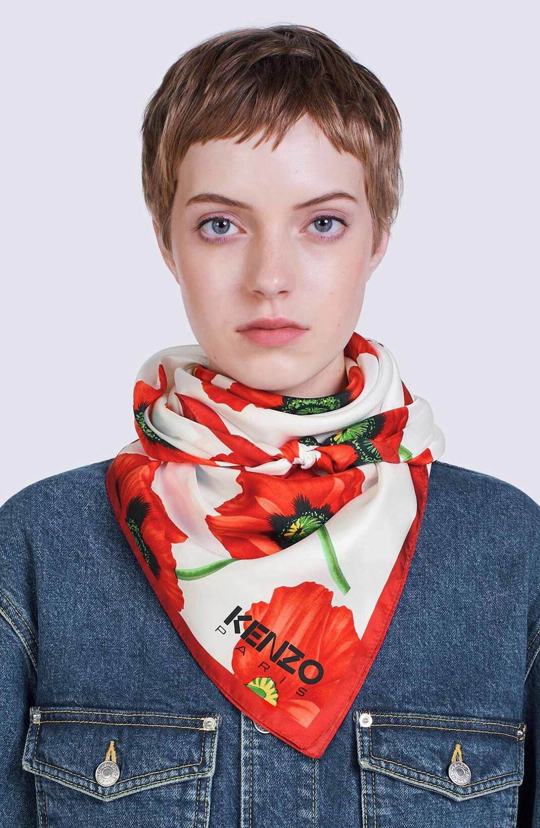 'KENZO Poppy' large silk square - 3