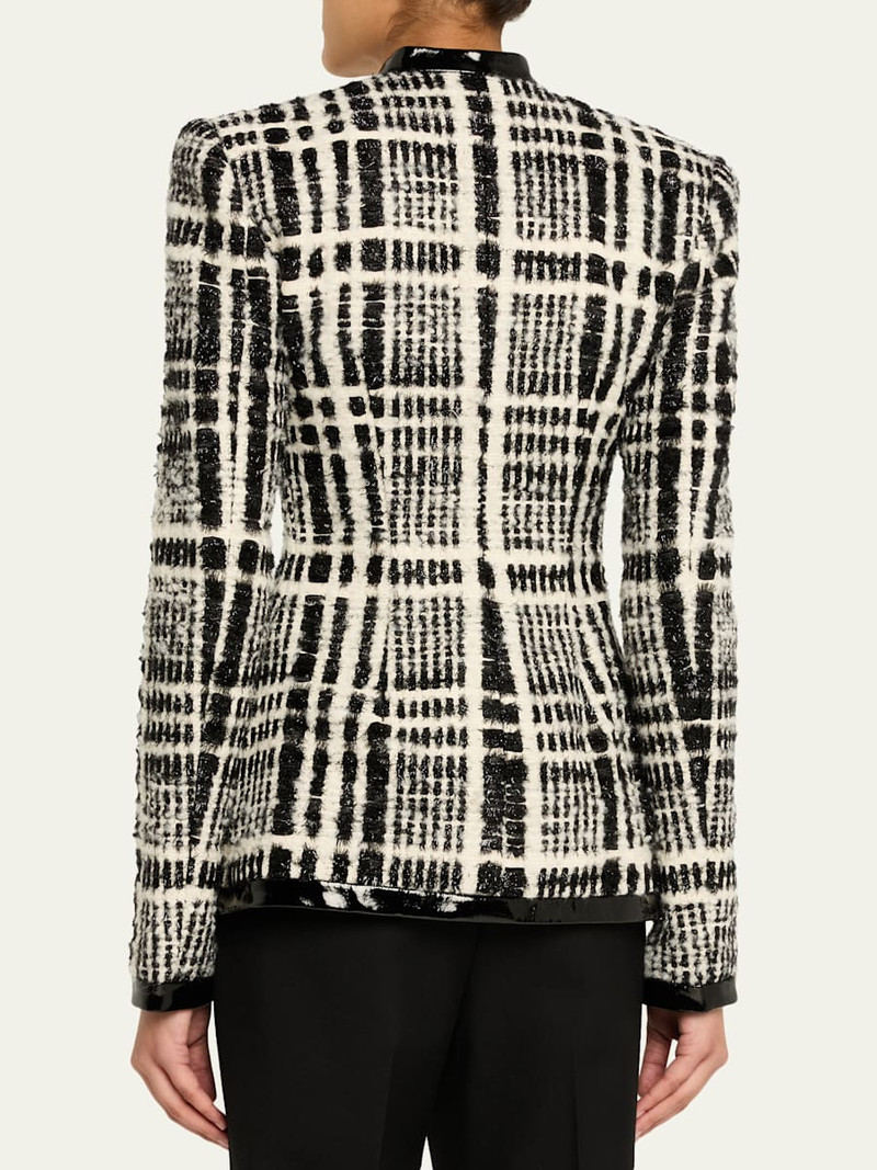 Check Tweed Single-Breasted Tailored Jacket 3