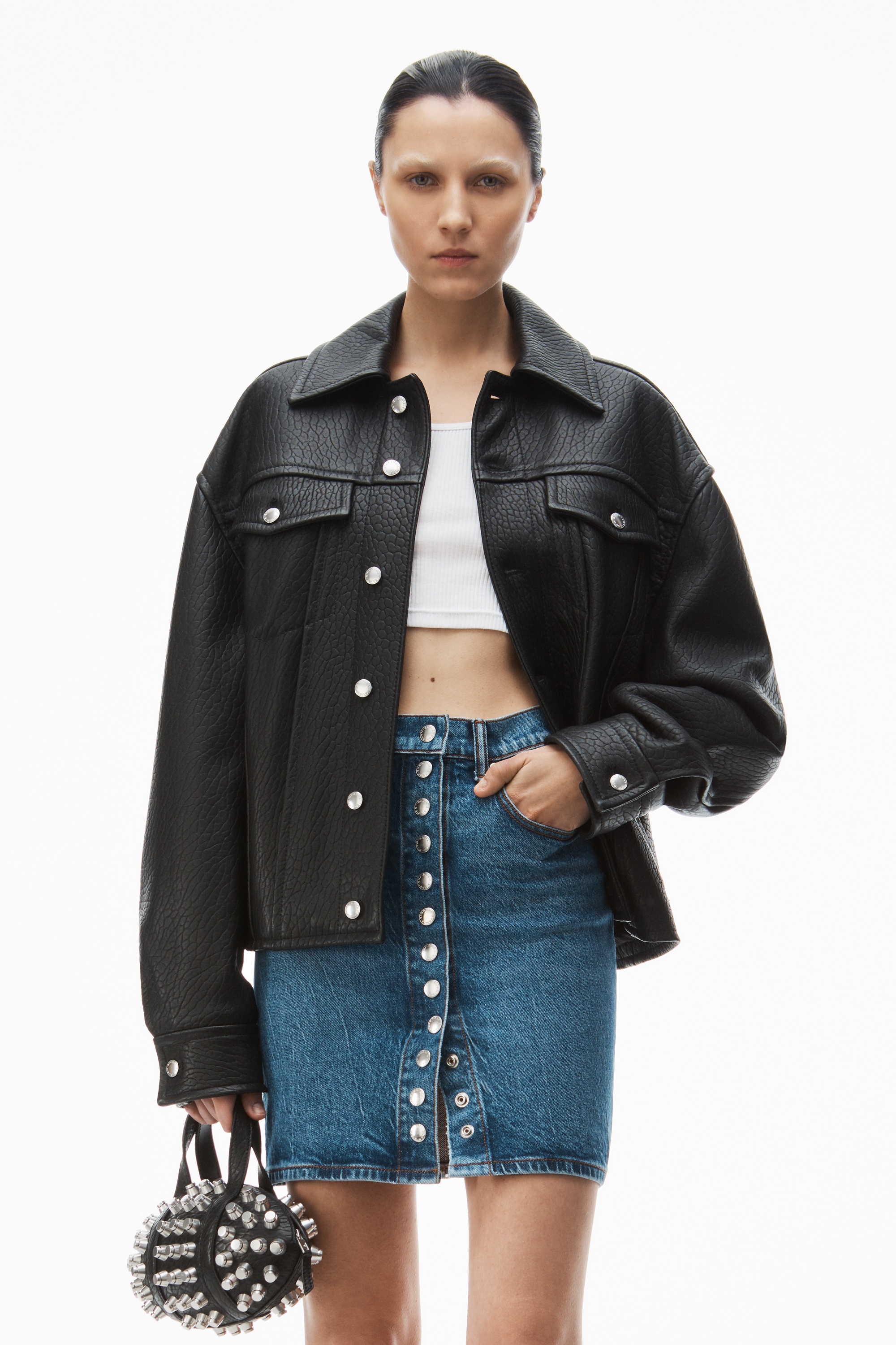 high-waist miniskirt in comfort stretch denim - 6