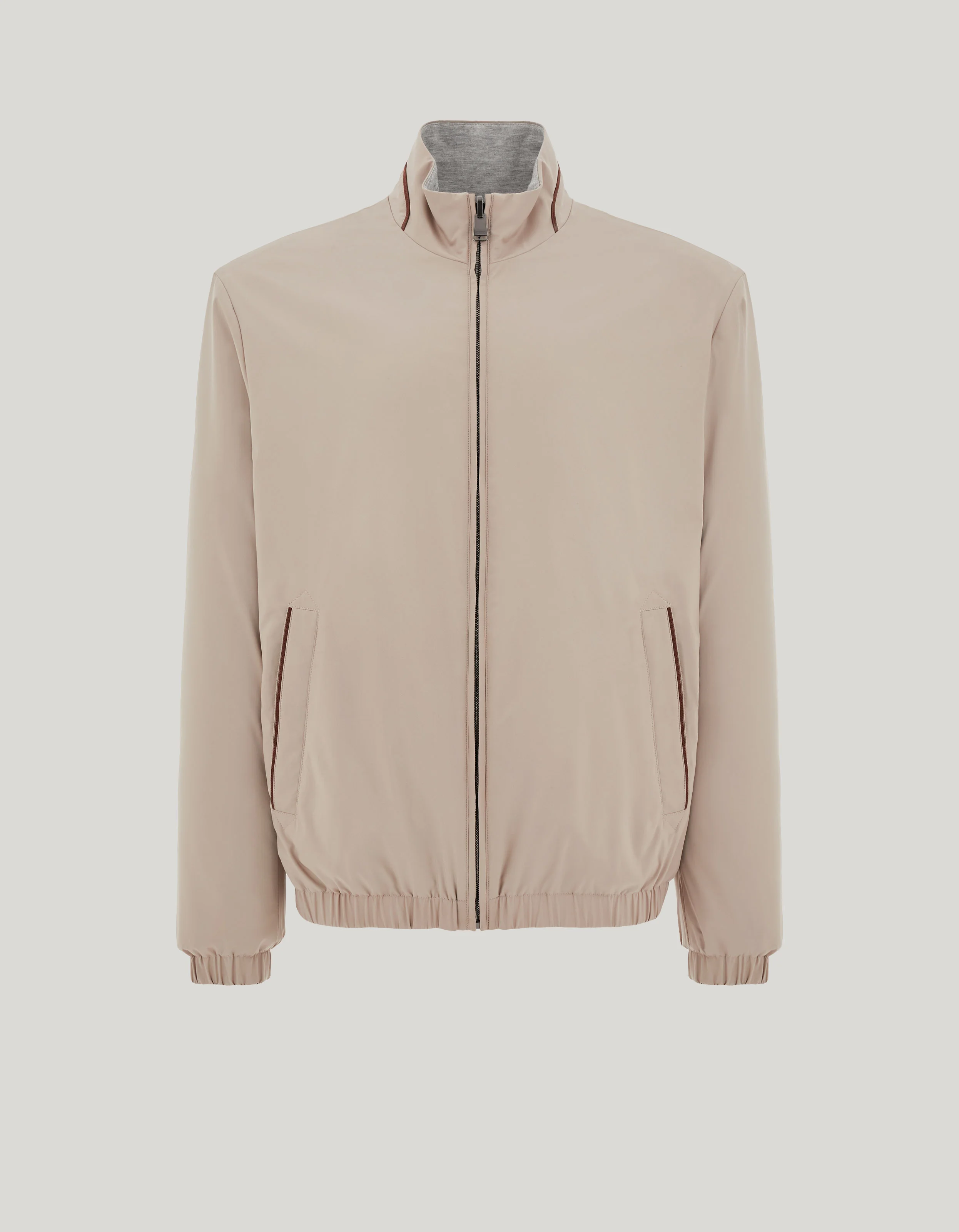 CANALI NUVOLA DUNE REVERSIBLE BLOUSON JACKET IN TECHNICAL FABRIC AND JERSEY - 1