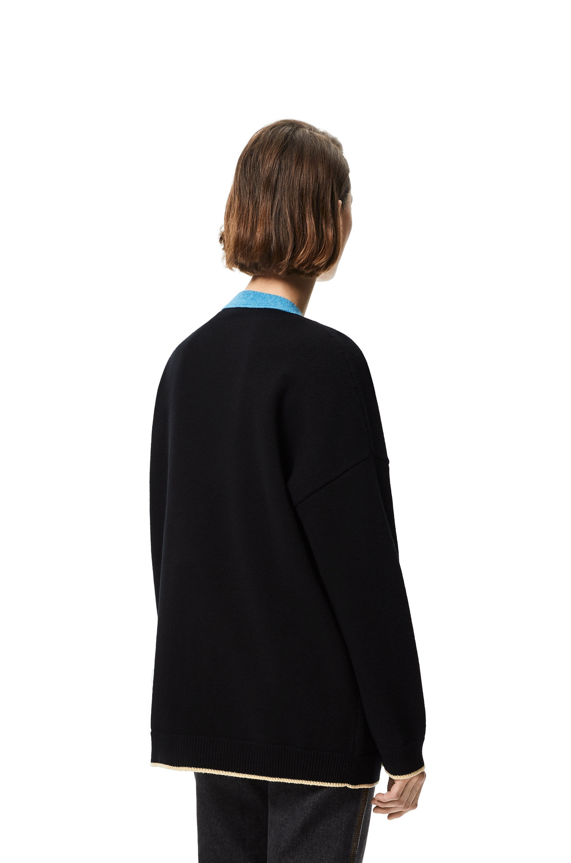 Anagram embroidered oversize cardigan in wool - 4