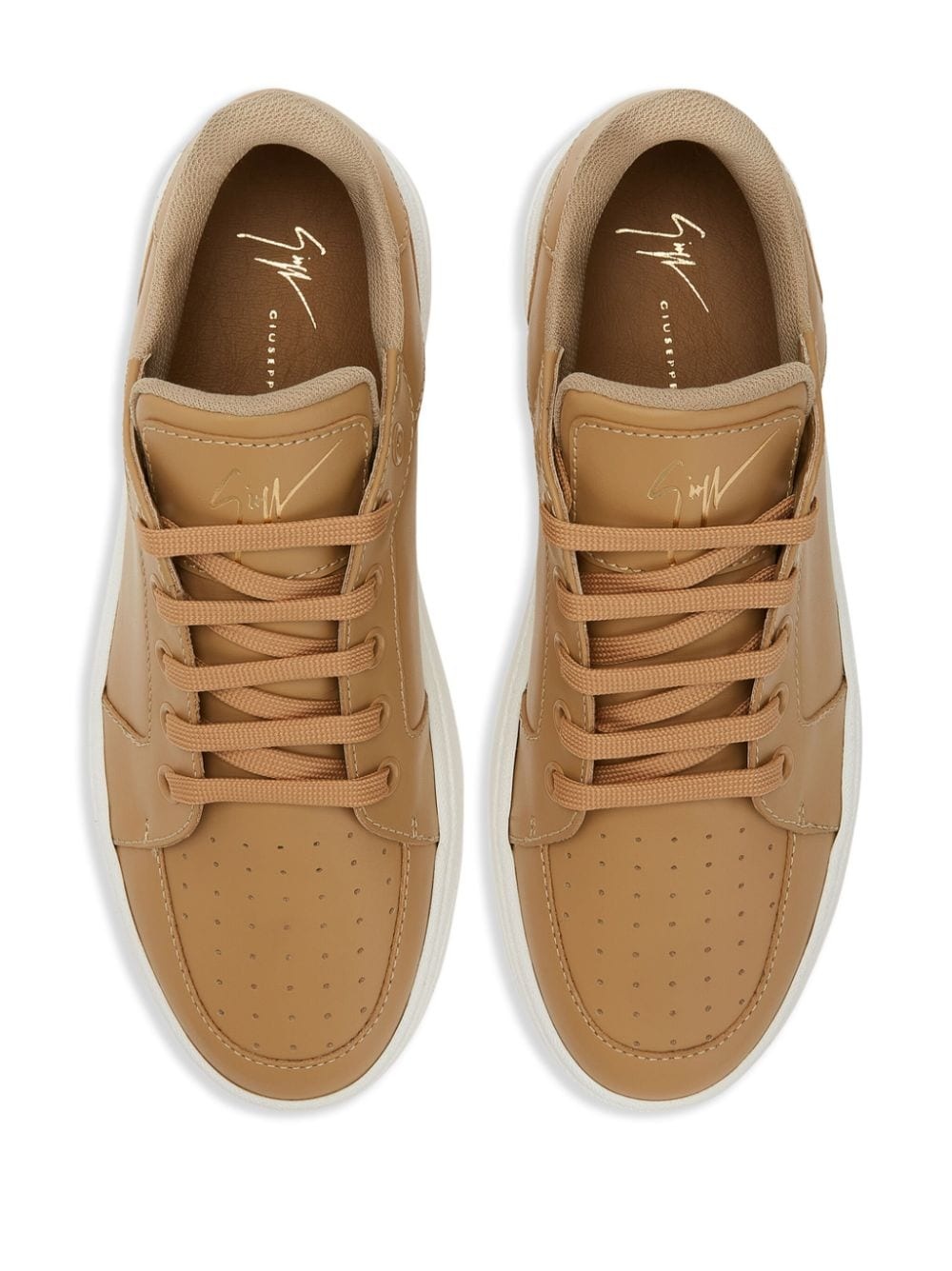 perforated leather sneakers - 4