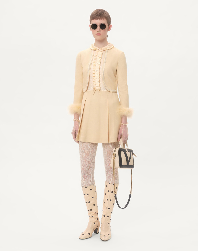 Valentino SHORT DRESS IN RUSTIC SILK WITH FEATHERS outlook