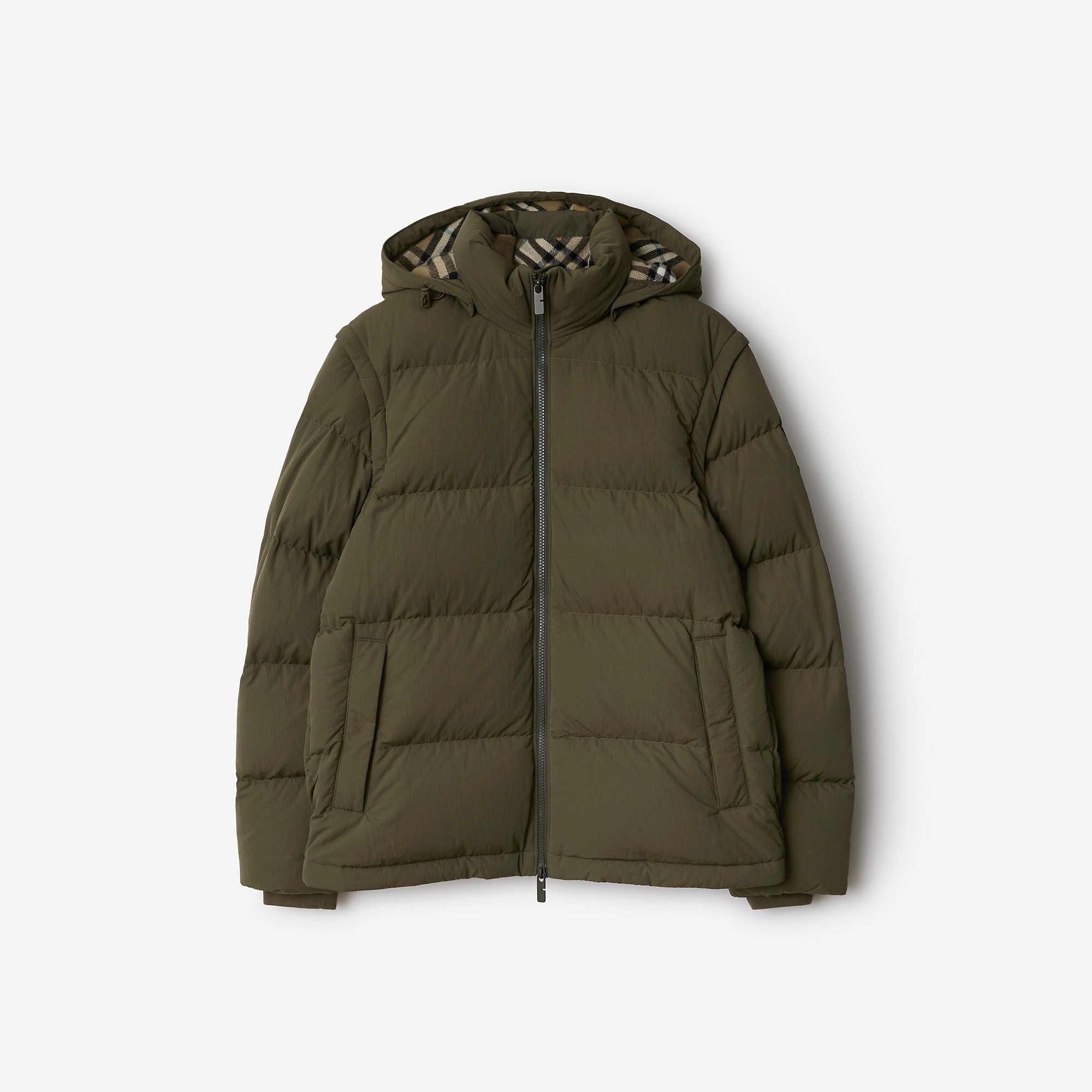 Detachable Sleeve Nylon Puffer Jacket - 1