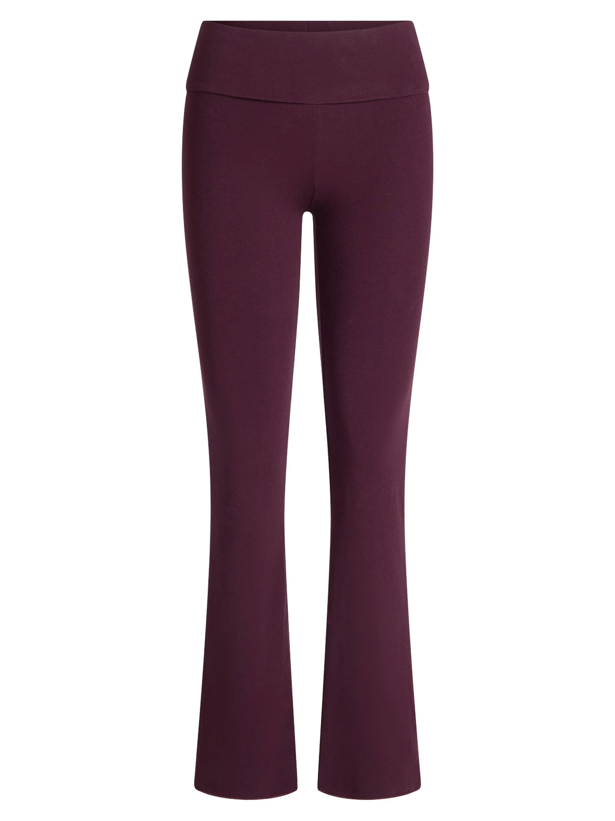 Women's Cotton Jersey Foldover Pants - Currant - 1