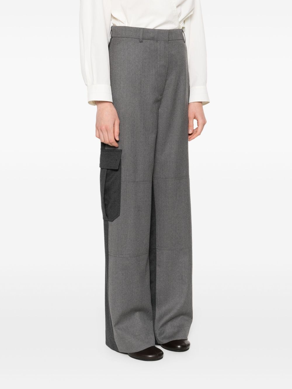 wool straight-leg trousers - 3