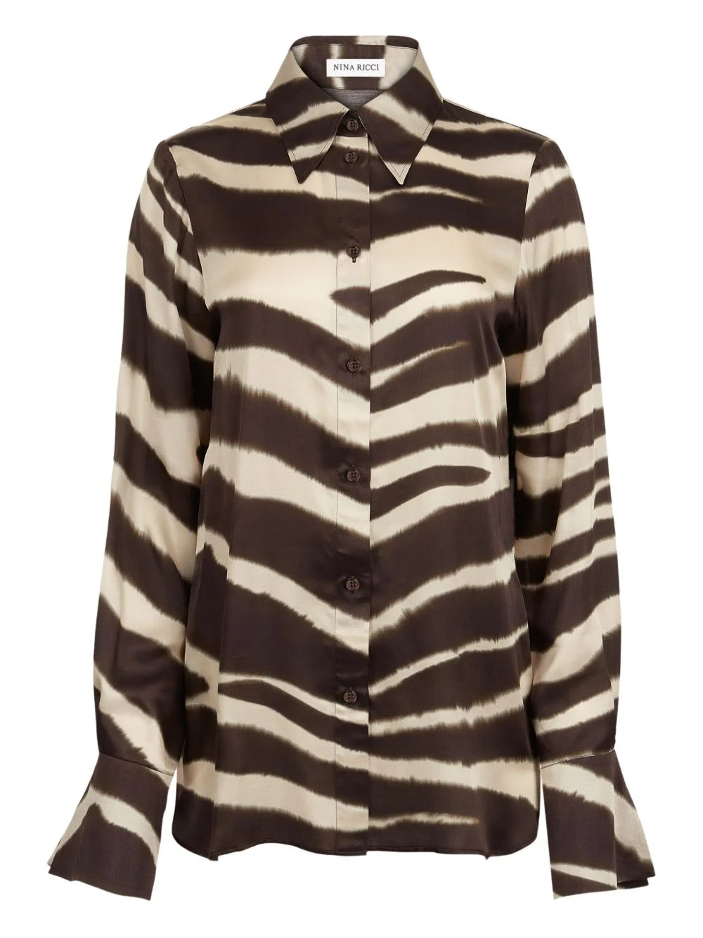zebra-print bell-cuff shirt - 1