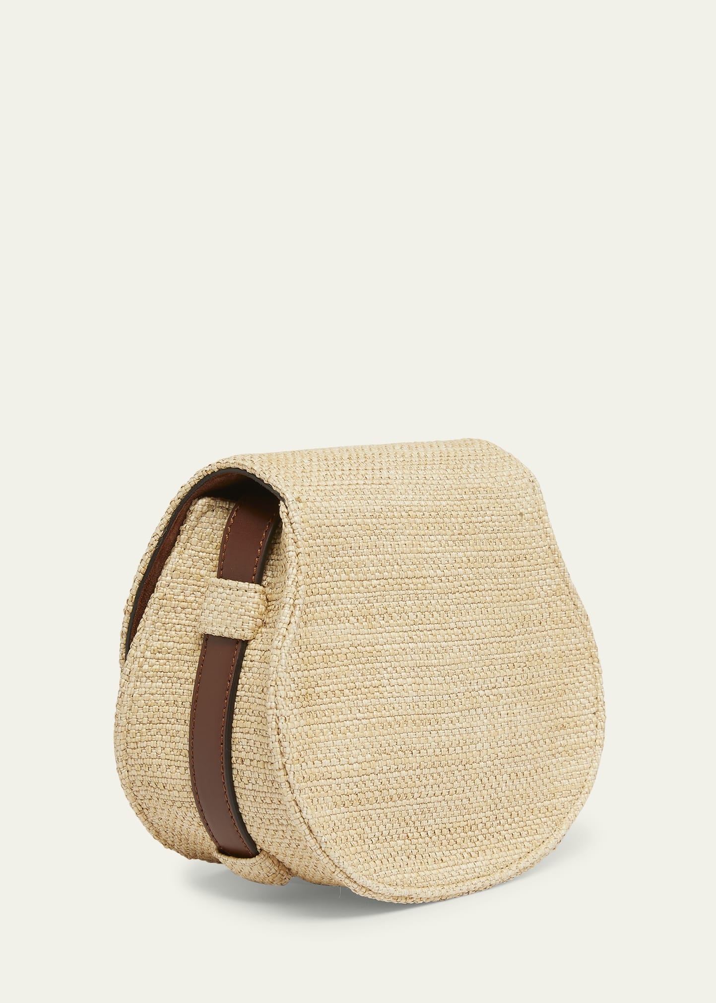 Marcie Flap Saddle Crossbody Bag in Raffia Fabric and Leather - 3