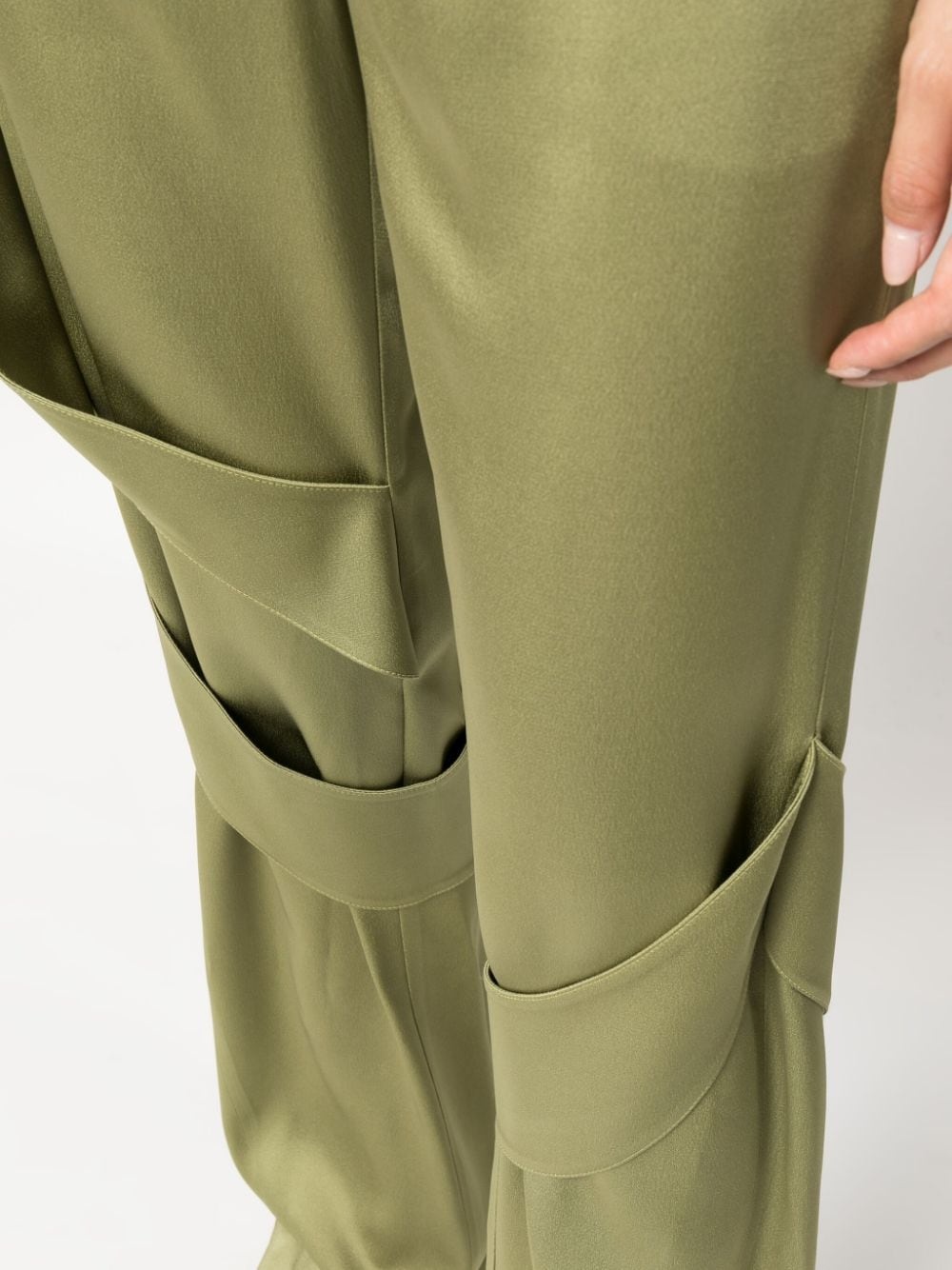 strap-detail satin straight-leg trousers - 5