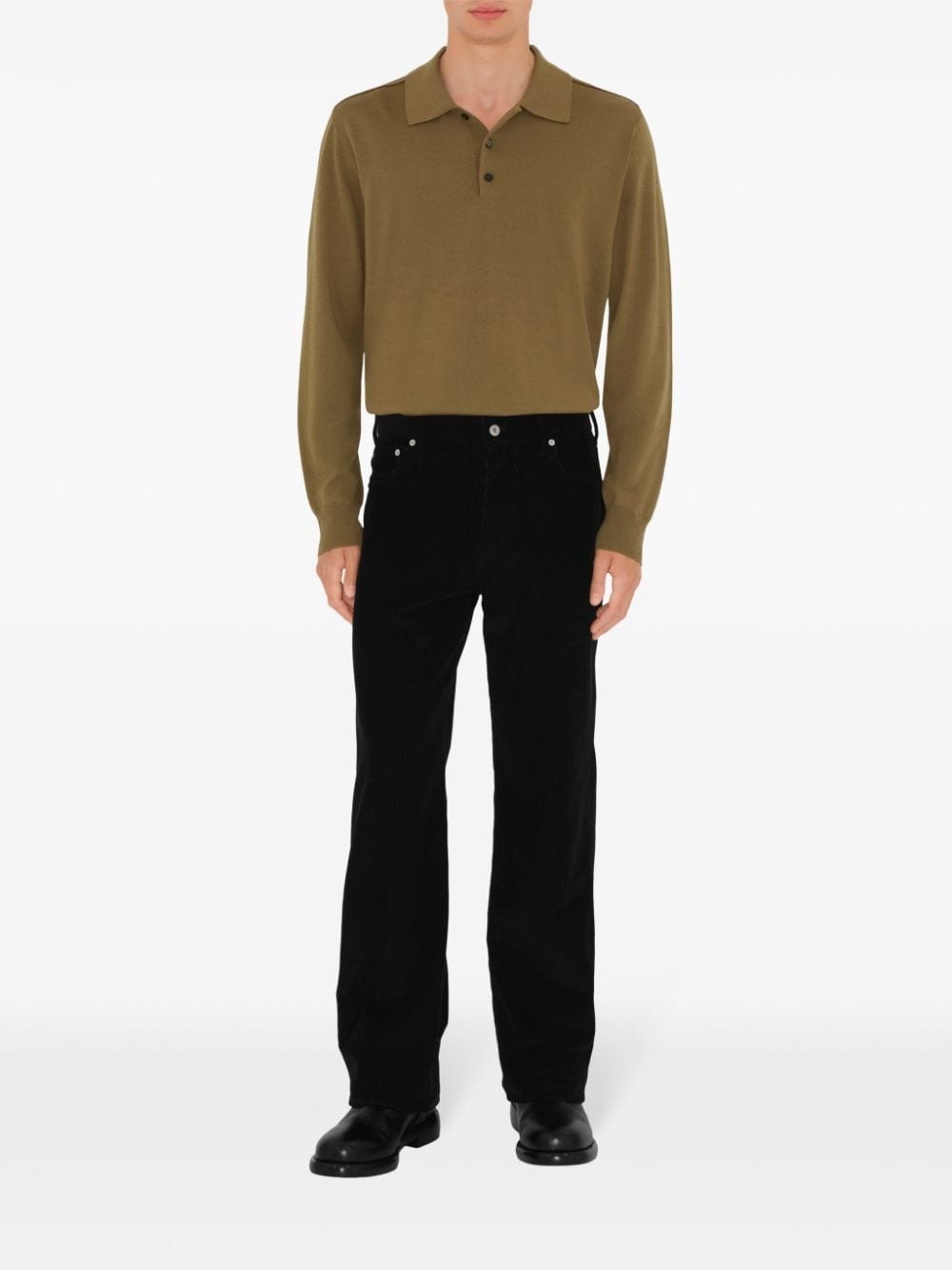 long-sleeve wool polo shirt - 2