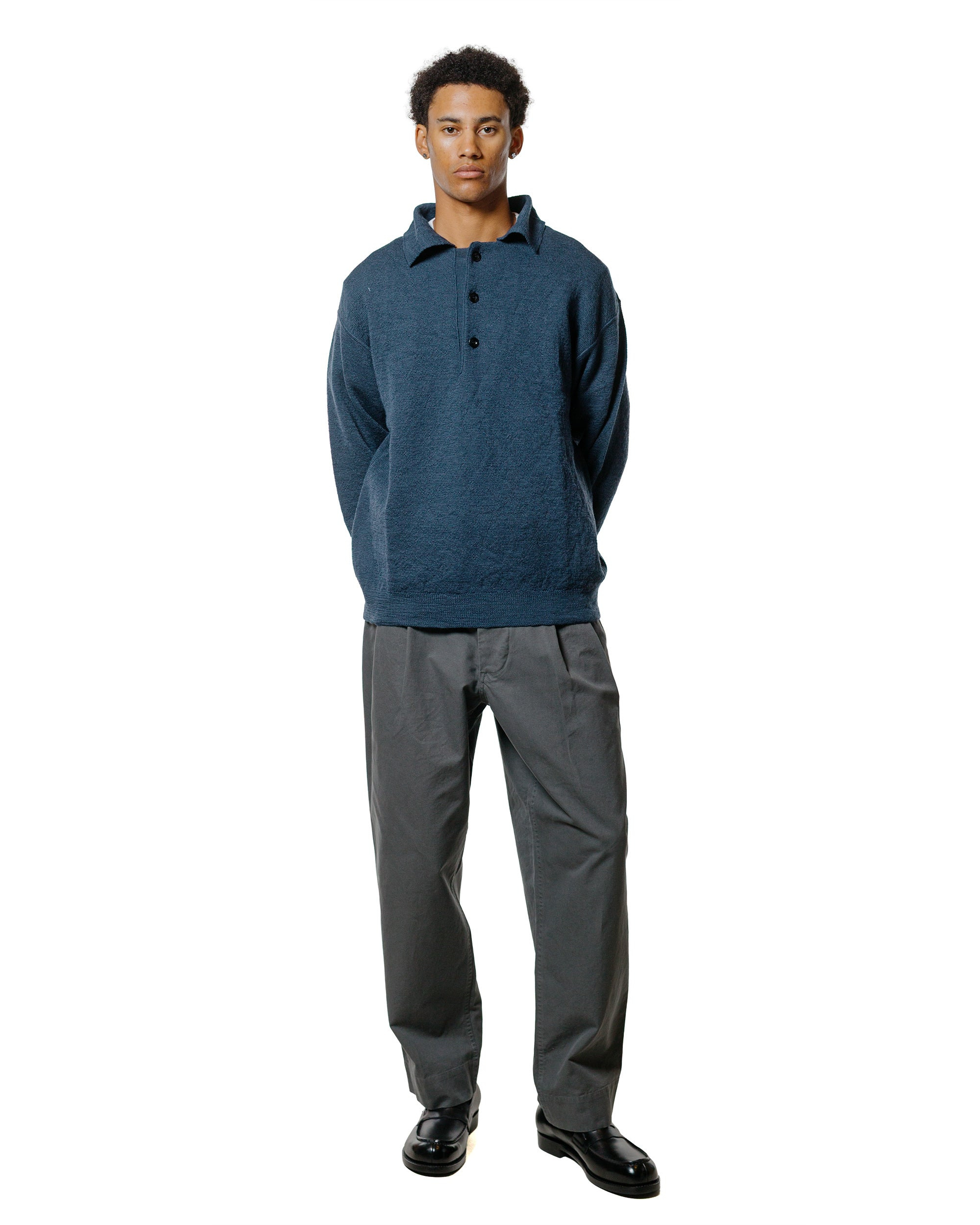 MHL Oversized Knitted Polo Dry Wool Uniform Blue - 4