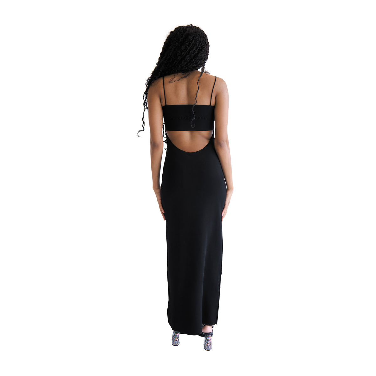 CAMI BAND SLIP DRESS W/ LOGO (BLACK) - 3