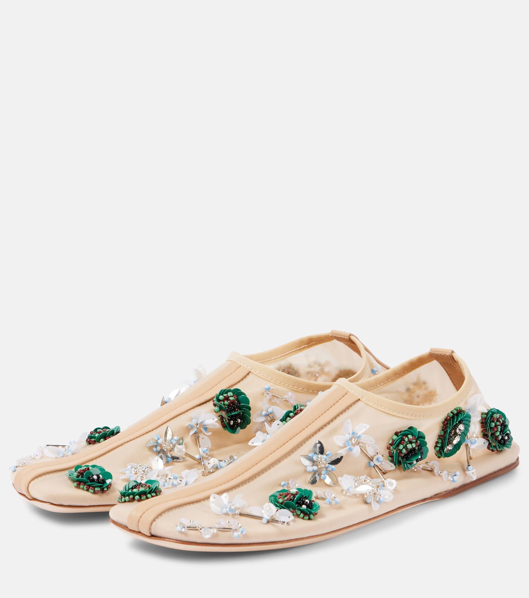 Embla embellished mesh ballet flats - 4