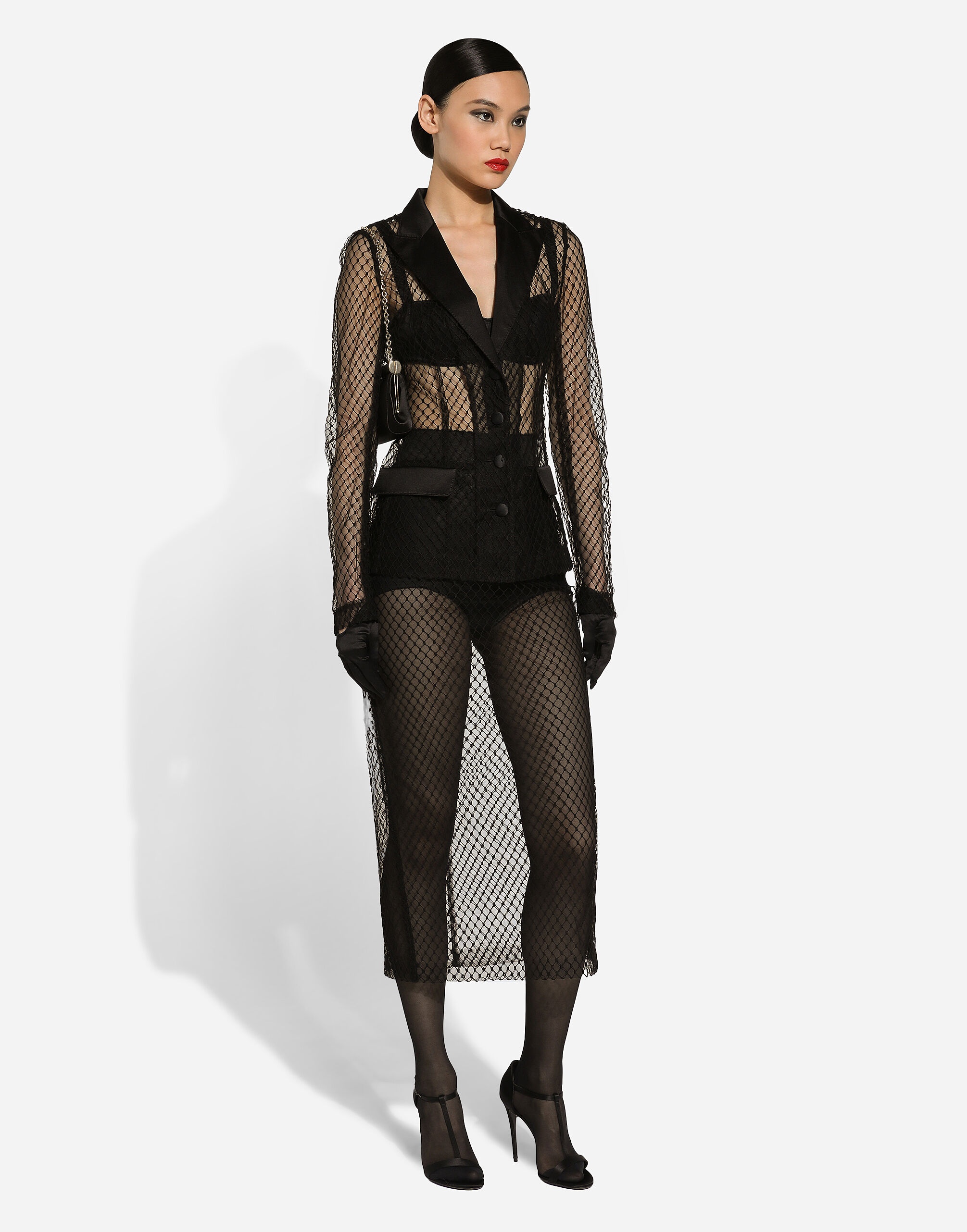 Single-breasted mesh Dolce tuxedo jacket - 8