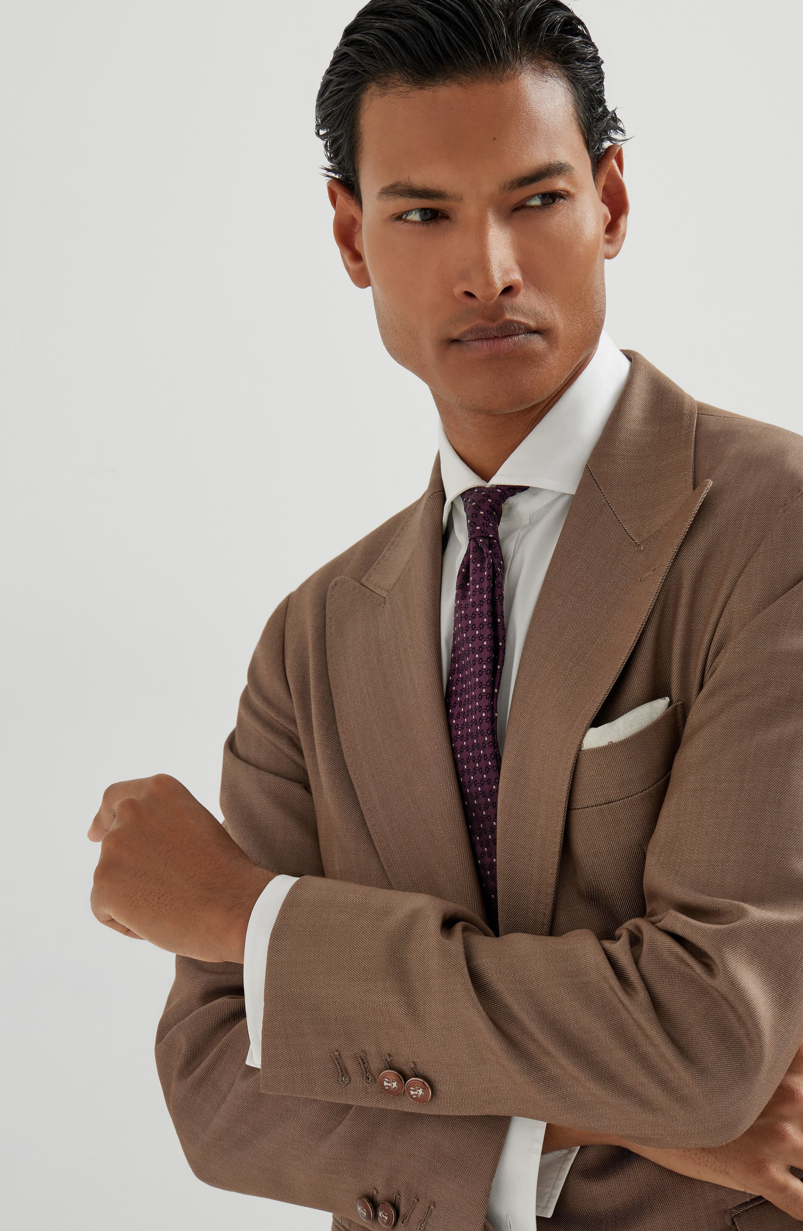 Brunello Cucinelli Blazer with large peak lapel in Bark at Nordstrom - 4
