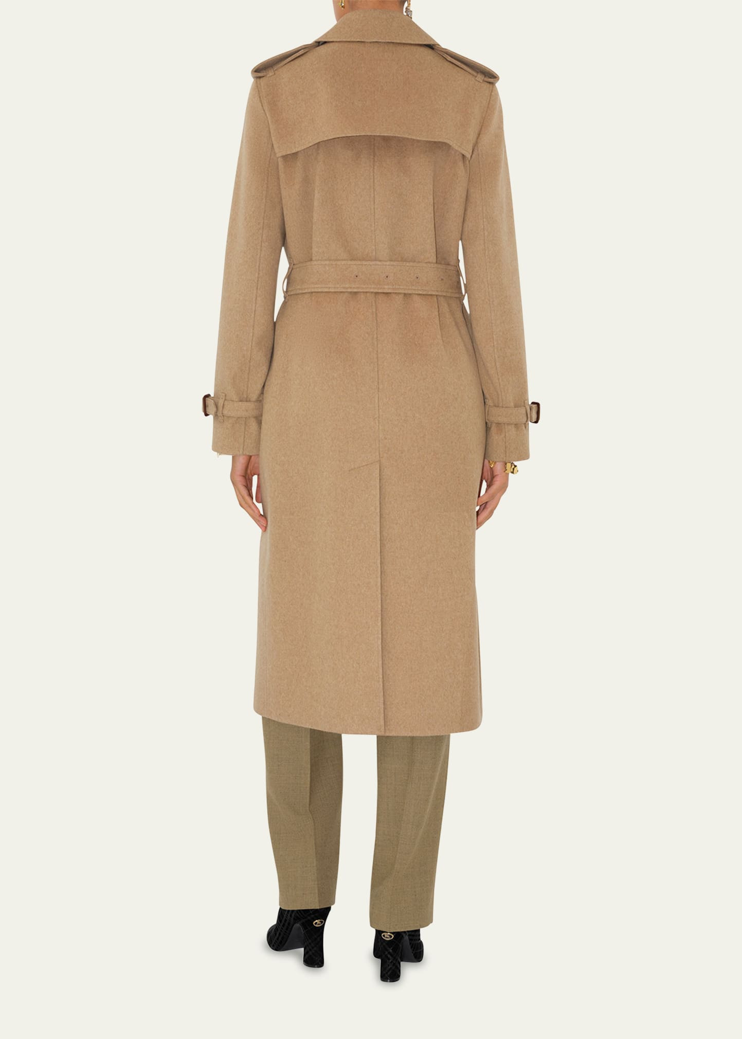 Kensington Belted Cashmere-Wool Double-Breasted Trench Coat - 3