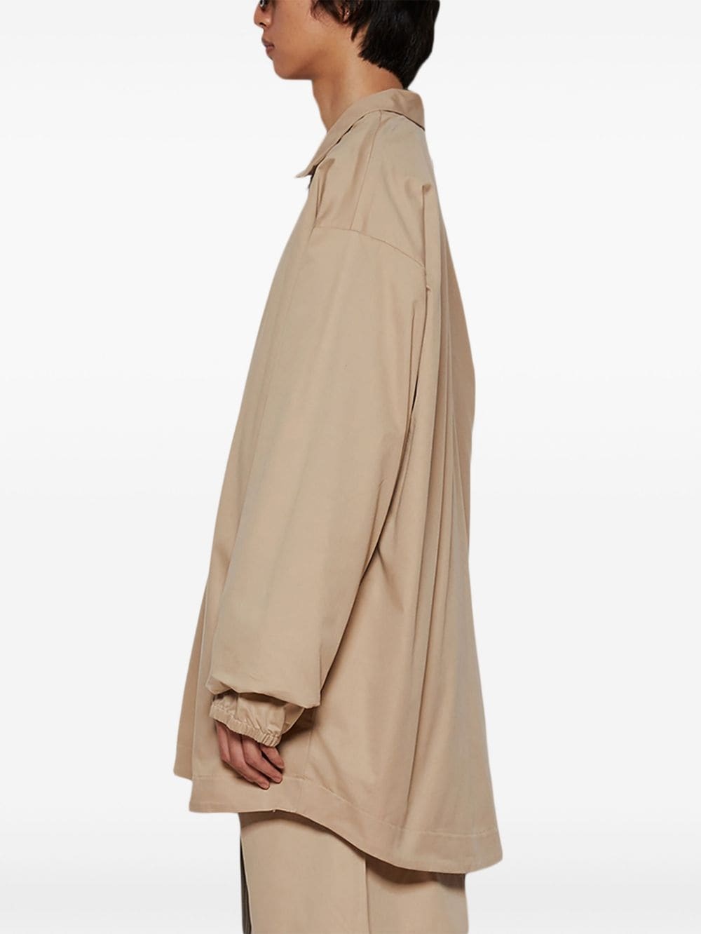 logo-patch zip-up shirt jacket - 4
