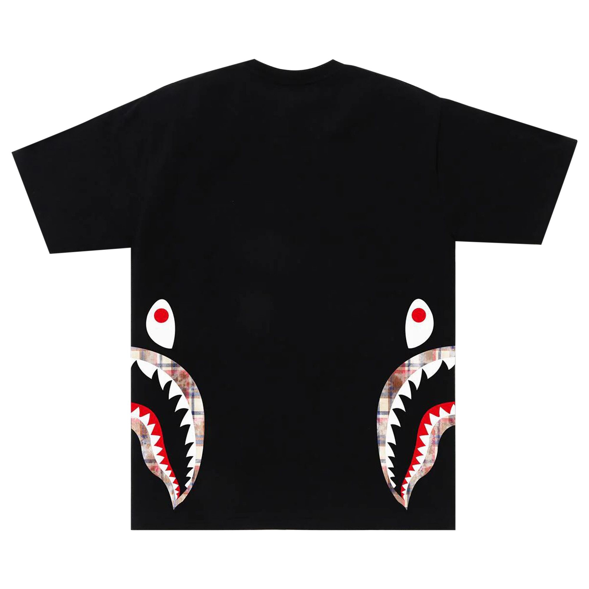 BAPE Bleached Check Side Shark Tee 'Black' - 2