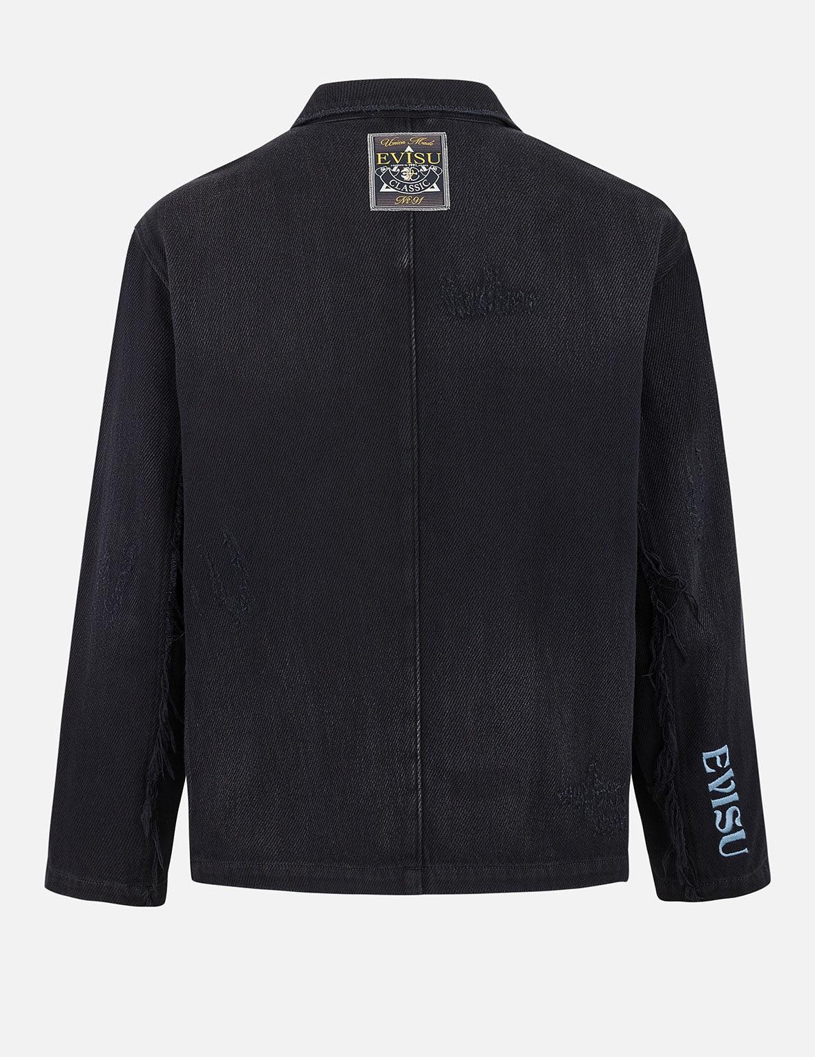 Seagull and Logo Embroidery Relax Fit Denim Blazer - 2