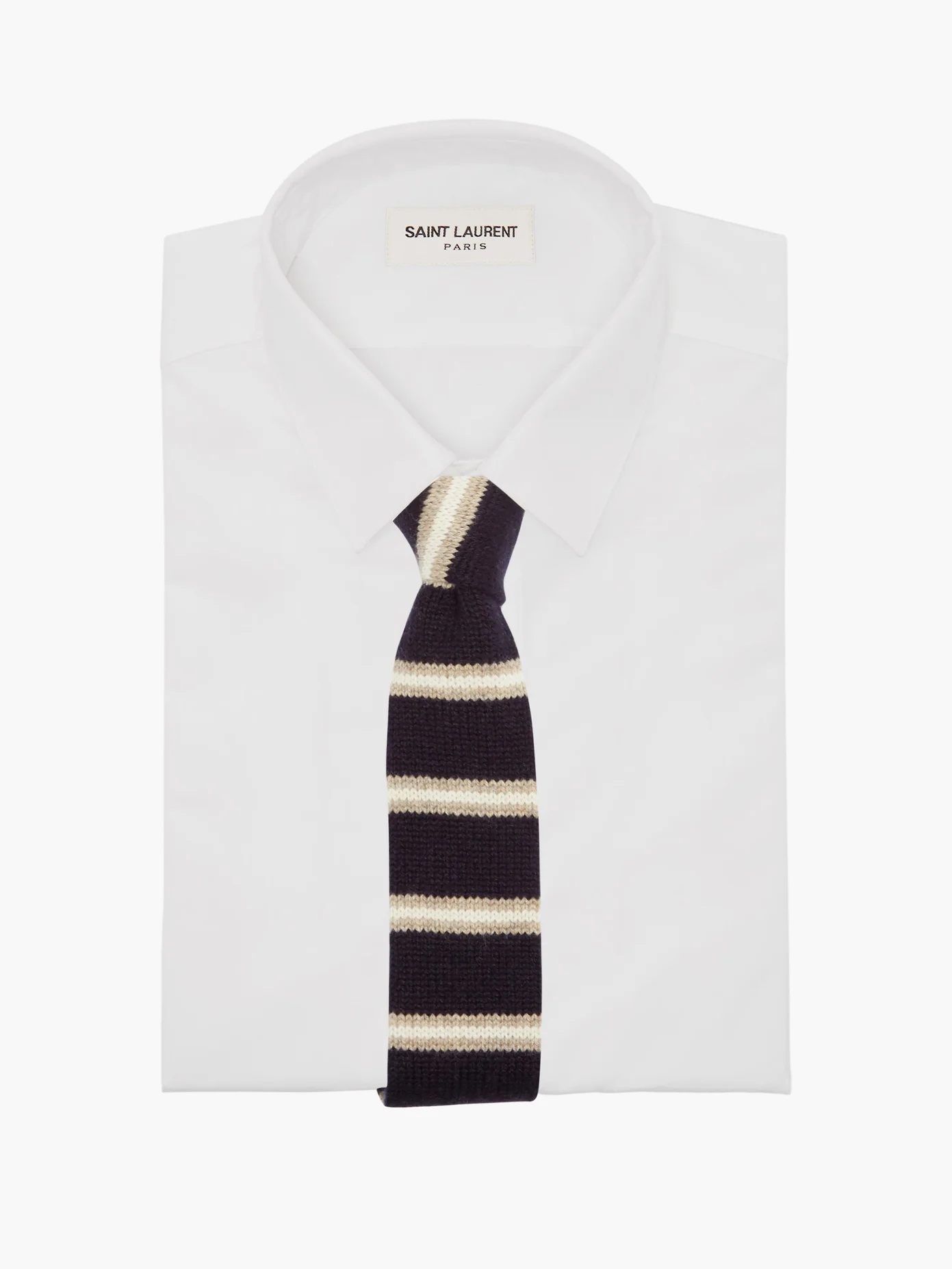 Striped knitted-cashmere tie - 2