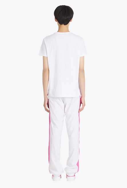 Balmain x Barbie - White eco-designed cotton T-shirt with small pink Balmain Paris logo print - 3