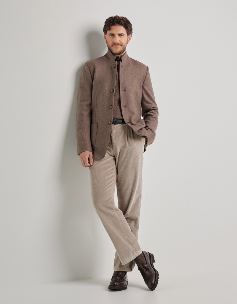 Canali WALNUT SINGLE-BREASTED STRETCH CASHMERE JACKET WITH STAND-UP COLLAR outlook