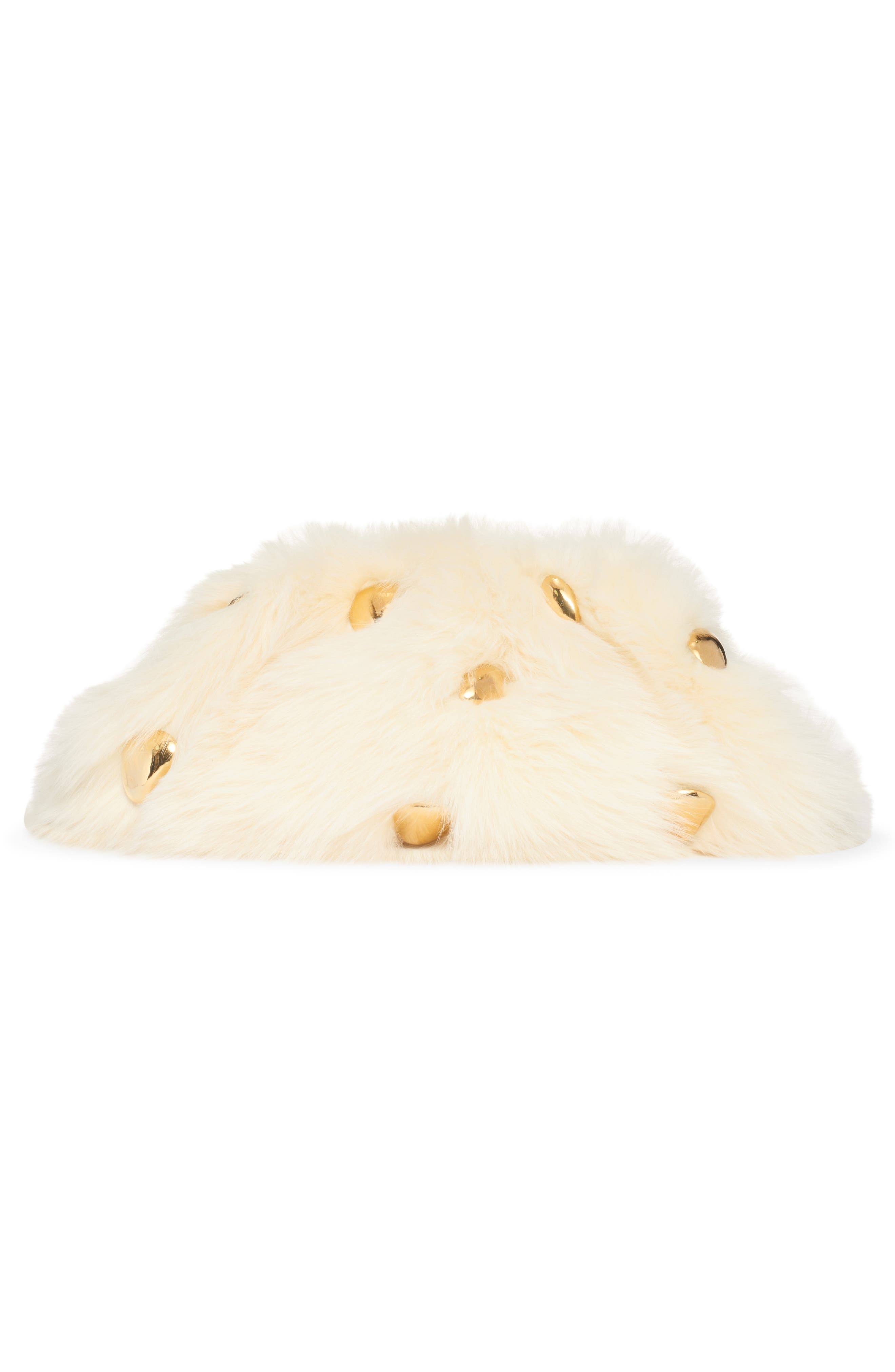 The Pouch Stud Embellished Genuine Shearling Clutch - 3