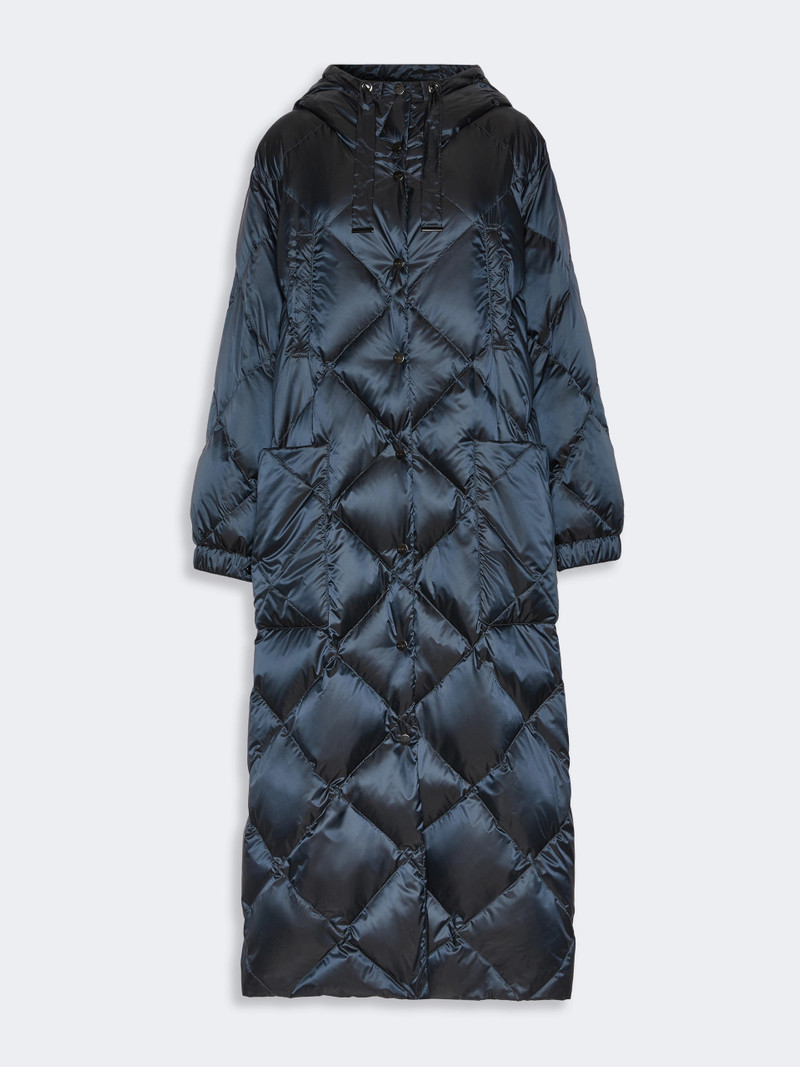 ABETE Long puffer in quilted water-repellent fabric - MIDNIGHTBLUE 1