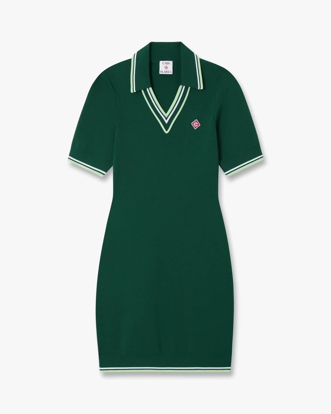 Green V-Neck Polo Mini Dress | Casablanca Paris - 1