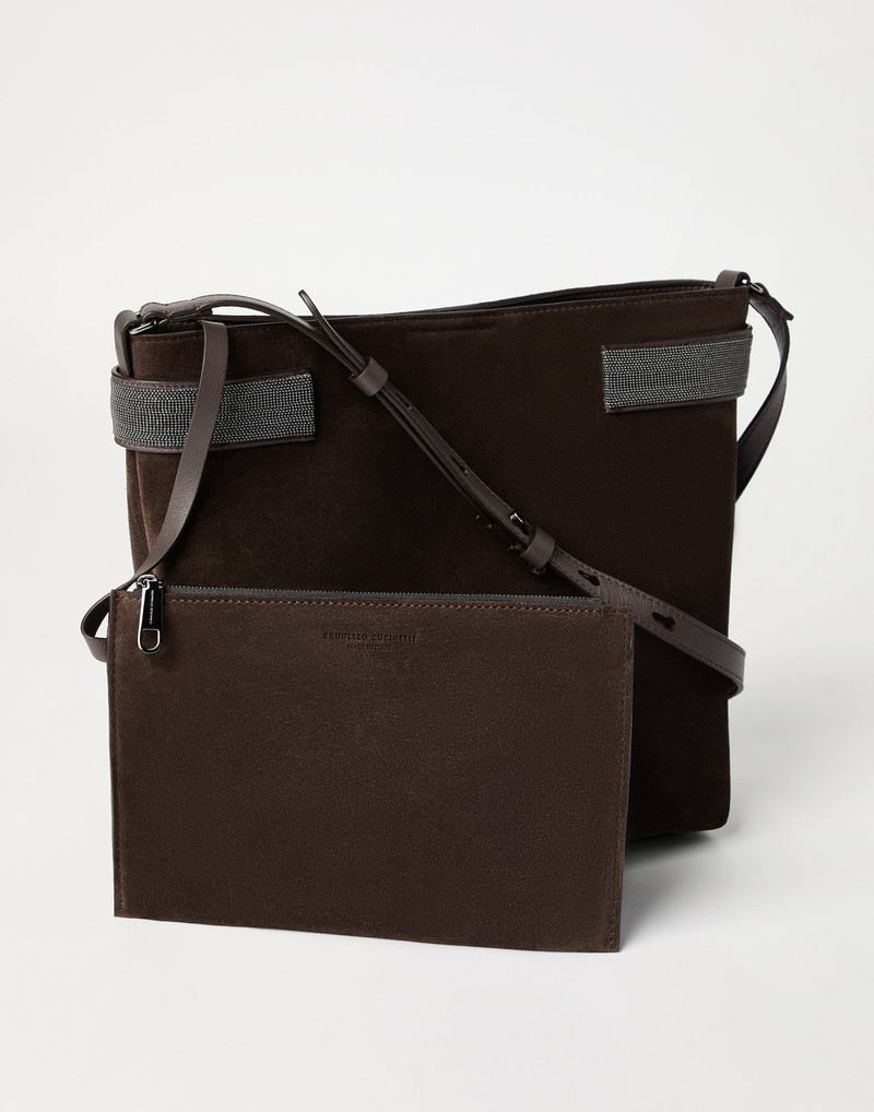 Essence bucket bag in suede with precious bands 5