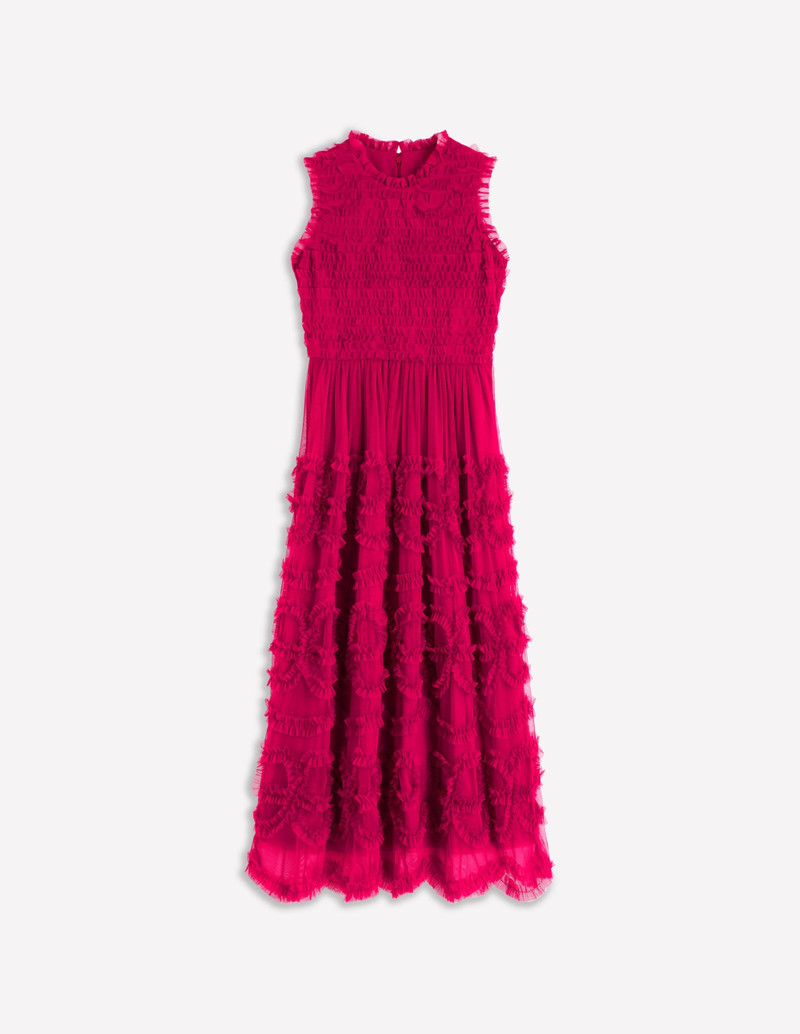 Tulle Bow Party Dress-Vibrant Pink 1