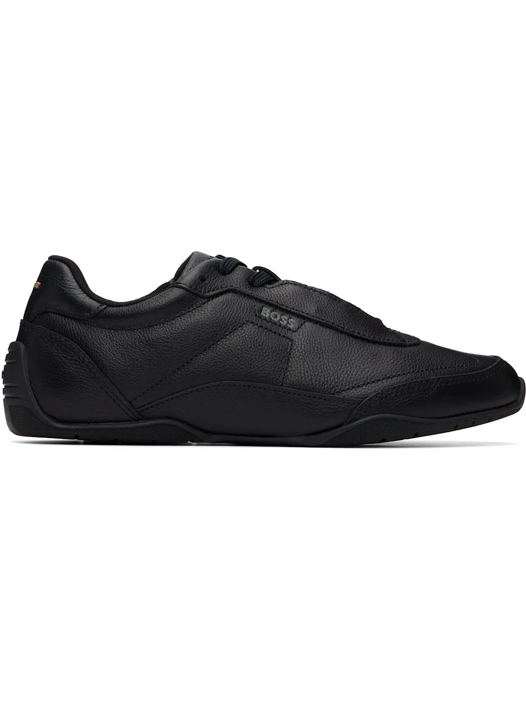 Black Logo Detail Leather Sneakers - 1