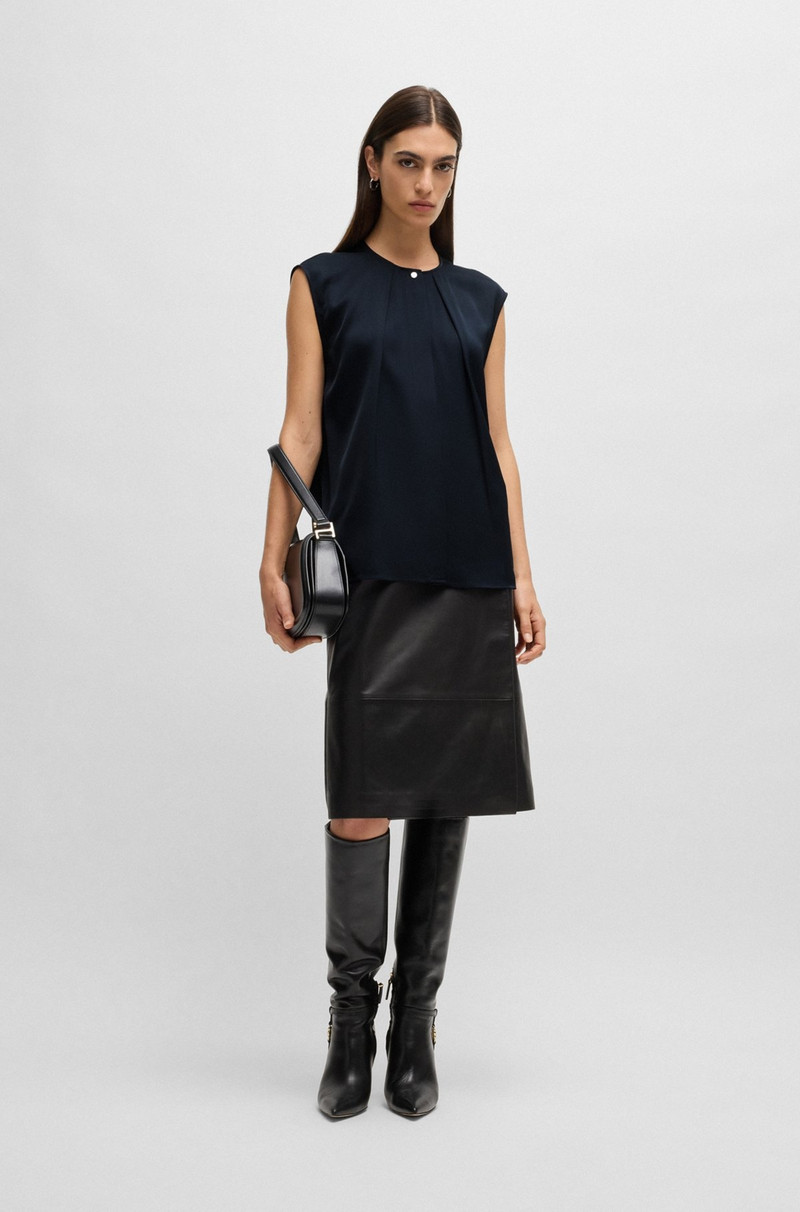 BOSS FITTED SLEEVELESS BLOUSE IN STRETCH SILK WITH CONCEALED PLACKET outlook