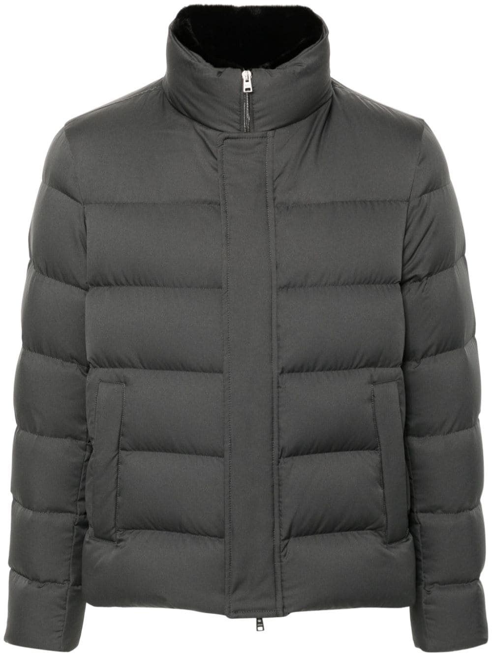 logo-plaque puffer jacket - 1