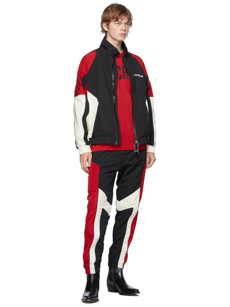 Moschino Black & Red Broken Logo Track Jacket outlook